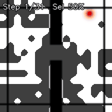Wall navigation trajectory showing the changing COSTGRAD token selection